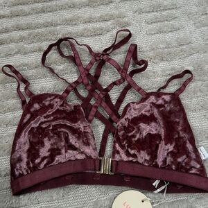 Strappy Velvet Bralette in Burgundy BUNDLE
